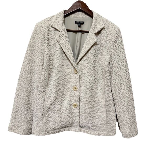 Eileen Fisher Jackets & Blazers - Eileen Fisher Blazer Jacket Women Small Beige Cream Crinkle Textured Career